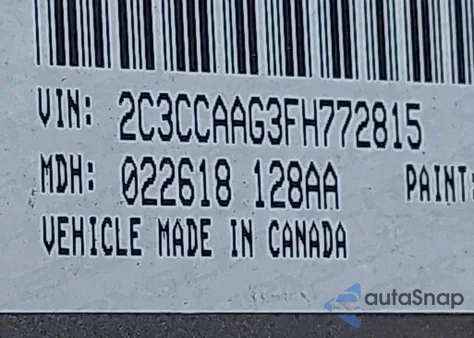 2015 Chrysler 300 Limited z USA, uszkodzony, nr VIN 2C3CCAAG3FH772815